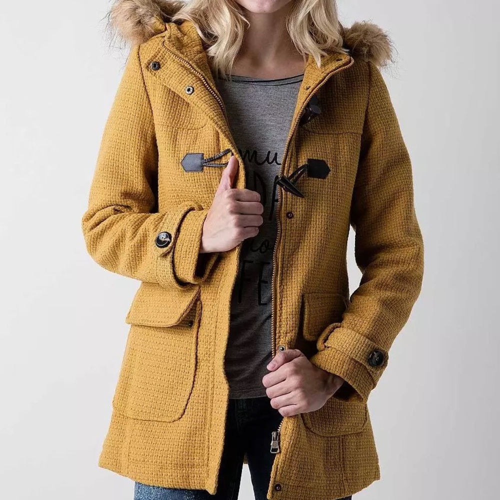 Madden Girl Mustard Toggle Coat